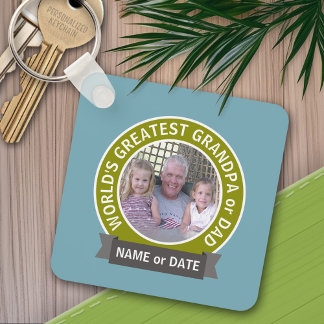 World's Greatest Dad Grandpa Custom Photo Template Keychain