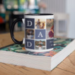 World's Greatest Dad | Modern 5 Photo Colour Block Mug<br><div class="desc">Customize this unique mug with 5 square photos arranged in a grid collage layout. Featuring "Dad" on navy blue squares and additional space for a custom message. Keep "World's Greatest" as is or change to your custom endearment. All colours can be changed. These are Father’s Day gifts that are perfect...</div>