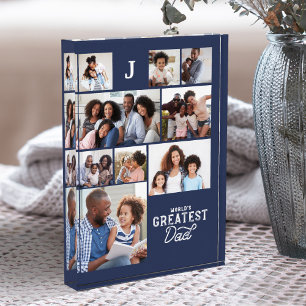 Worlds Greatest Dad Monogram Photo Grid Collage Block