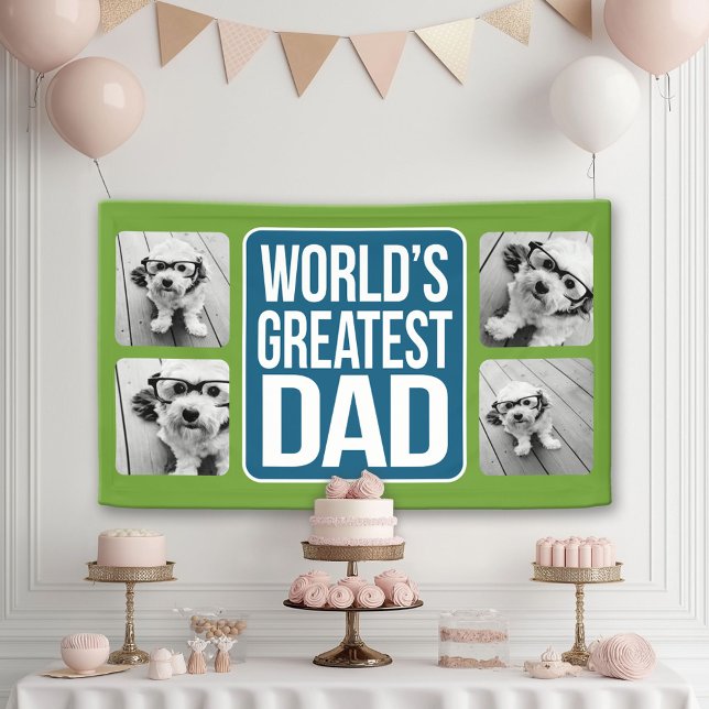 World's Greatest Dad - Navy Blue and Lime Green Banner (Creator Uploaded)