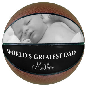World's Greatest Dad Photo Picture Modern Custom Basketball