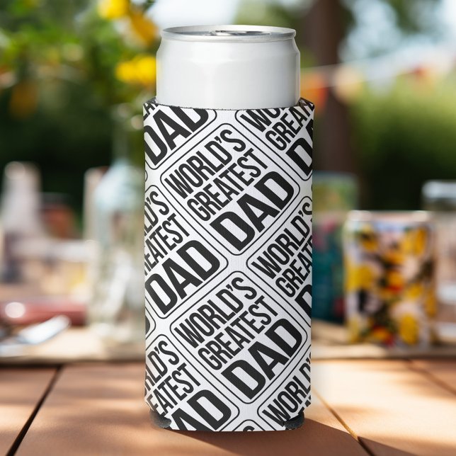 World's Greatest Dad - plain and simple Seltzer Can Cooler (Funny seltzer can cooler for dad and grandpa)