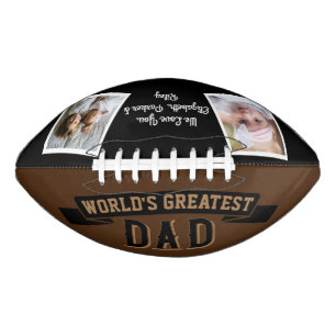 World's Greatest Dad Retro Brown 2 Photo Collage Football