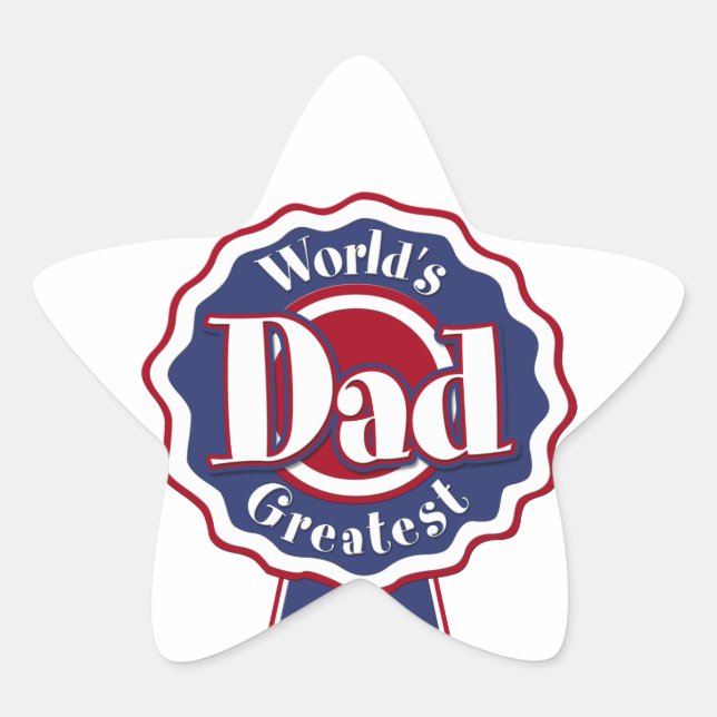 World's Greatest Dad - ribbon Star Sticker (Front)