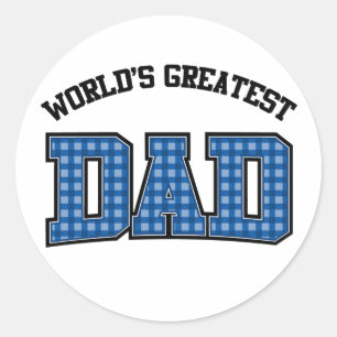 Worlds Greatest Dad Stickers Plaid