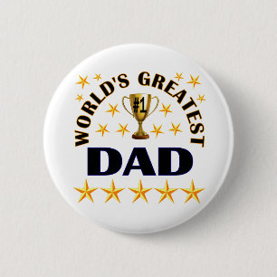 World's Greatest Dad Trophy Stars Cute 2 Inch Round Button