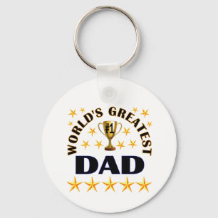 World's Greatest Dad Trophy Stars Cute Keychain