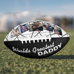 Worlds Greatest Daddy 5 Photo Football<br><div class="desc">A unique personalized fathers day football gift featuring a stylish black and white theme,  add 5 of your own family pictures of the dad and his kids,  the words "worlds greatest daddy",  and the childrens names.</div>