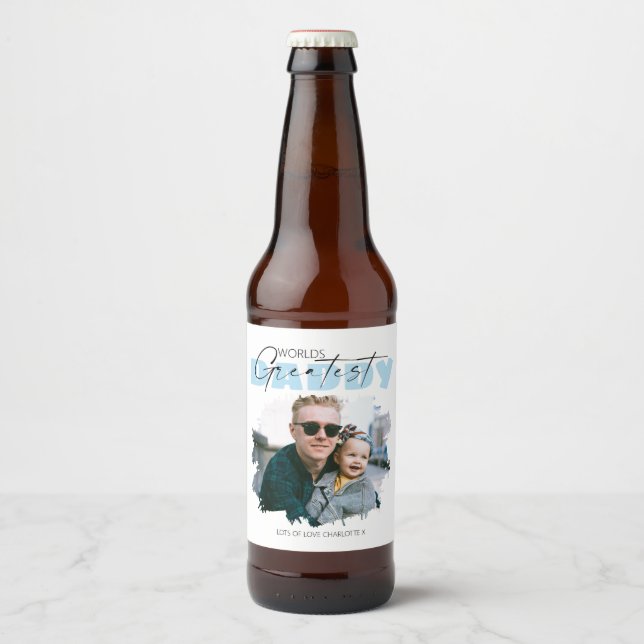 Worlds Greatest Daddy | Photo Beer Bottle Label (Front)