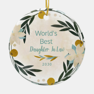 World's Greatest Daughter In law Christmas Ceramic Ornament