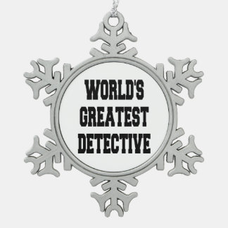 Worlds Greatest Detective Snowflake Pewter Christmas Ornament