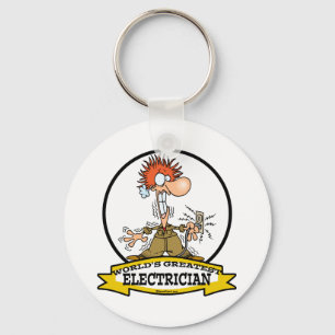WORLDS GREATEST ELECTRICIAN MEN CARTOON KEYCHAIN