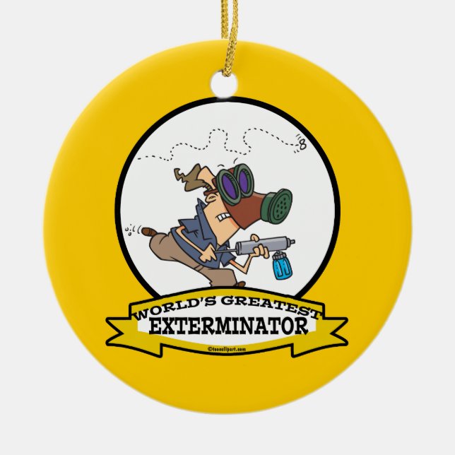 WORLDS GREATEST EXTERMINATOR MEN CARTOON CERAMIC ORNAMENT (Front)