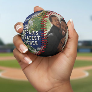 World's Greatest Father Planet Earth Globe Photo Baseball