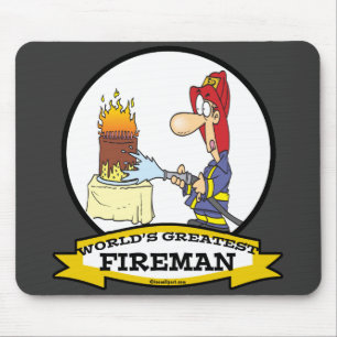 WORLDS GREATEST FIREMAN MEN CARTOON MOUSE PAD