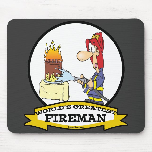 WORLDS GREATEST FIREMAN MEN CARTOON MOUSE PAD (Front)
