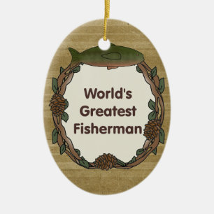 Worlds Greatest Fisherman Funny Fishing Ceramic Ornament