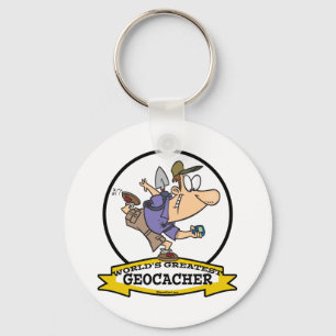 WORLDS GREATEST GEOCACHER MEN CARTOON KEYCHAIN