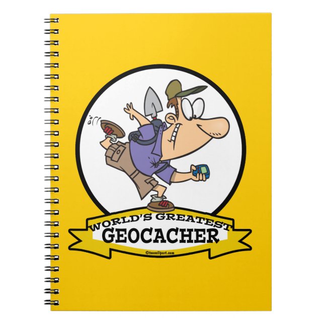 WORLDS GREATEST GEOCACHER MEN CARTOON NOTEBOOK (Front)
