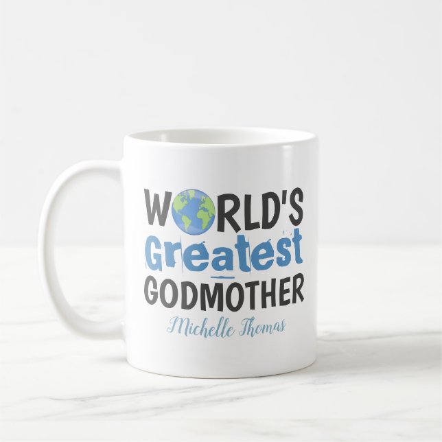 World's Greatest Godmother Planet Personalized Coffee Mug (Left)