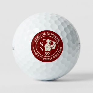 'World's Greatest Golf Dad' dark-red LOGO Balls