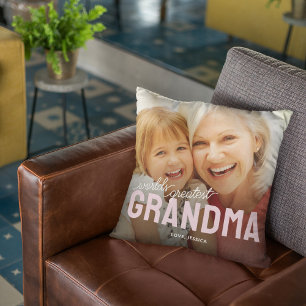 Worlds Greatest Grandma Photo Throw Pillow