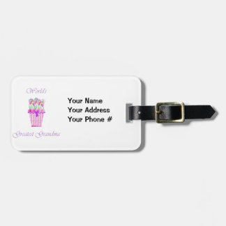 world's greatest grandma (pink flowers) luggage tag