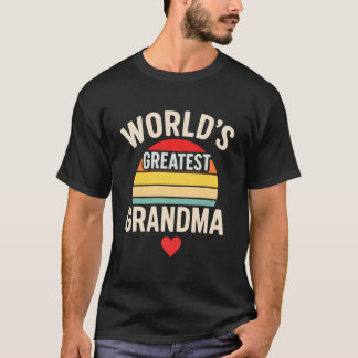 Worlds Greatest Grandma Retro Sunset Heart T-Shirt