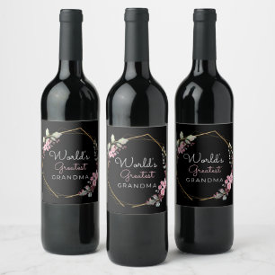 World's Greatest Grandma Wine Bottle Label