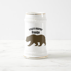 Worlds Greatest Grandpa Papa Bear Grandfather Gift Beer Stein