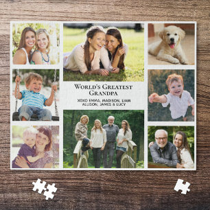World's Greatest Grandpa Photo Collage Custom Jigsaw Puzzle