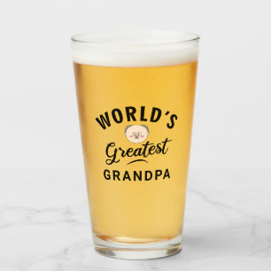 World's Greatest Grandpa Typography Funny Cute  Glass