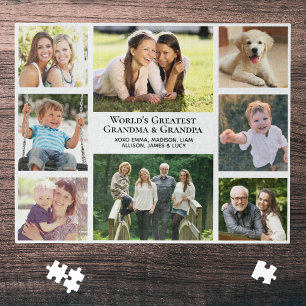 World's Greatest Grandparents Photo Collage Jigsaw Puzzle
