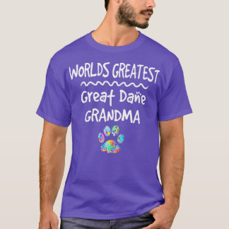Worlds Greatest Great Dane Grandma Cute Dog Paw Pr T-Shirt