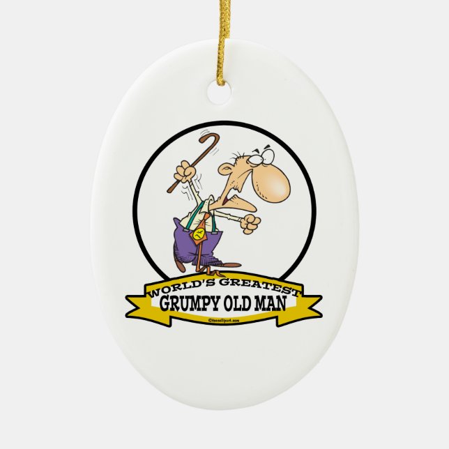 WORLDS GREATEST GRUMPY OLD MAN CARTOON CERAMIC ORNAMENT (Front)
