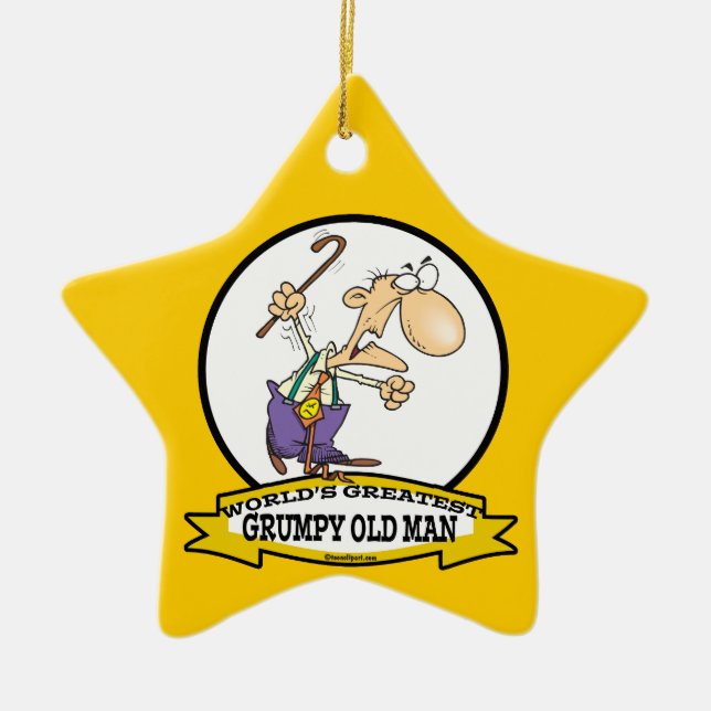 WORLDS GREATEST GRUMPY OLD MAN CARTOON CERAMIC ORNAMENT (Front)