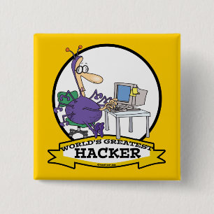 WORLDS GREATEST HACKER CARTOON 2 INCH SQUARE BUTTON