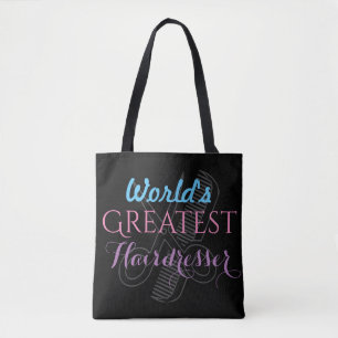 World's Greatest Hairdresser Name Customize Black Tote Bag