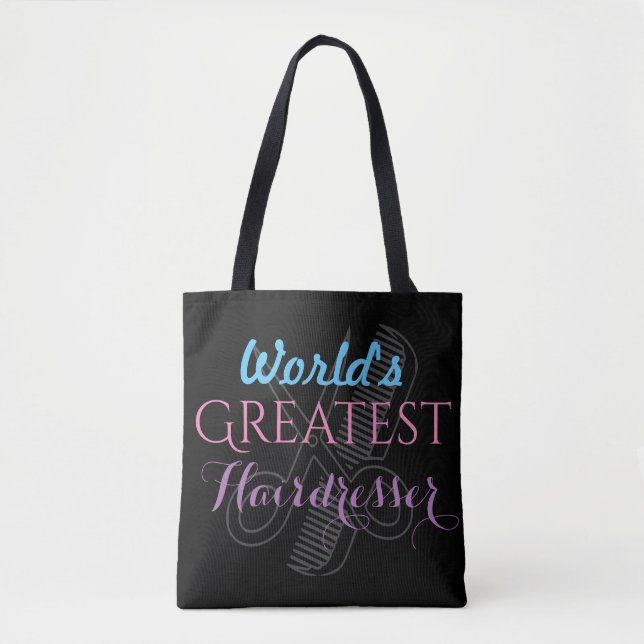 World's Greatest Hairdresser Name Customize Black Tote Bag (Front)