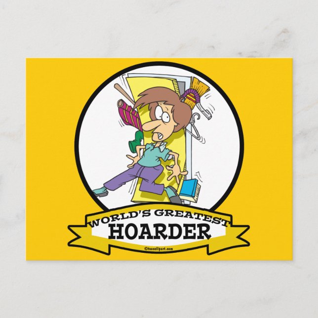 WORLDS GREATEST HOARDER WOMEN CARTOON POSTCARD (Front)