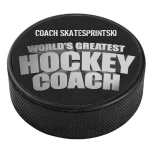 World's Greatest Hockey Coach (personalized) Puck