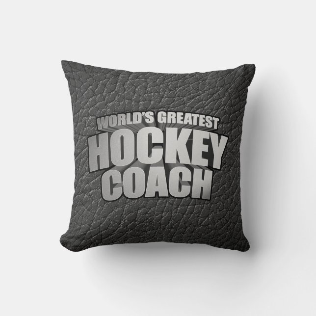 Worlds Greatest Hockey Coach Throw Pillow (Front)