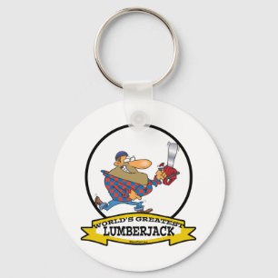 WORLDS GREATEST LUMBERJACK MEN CARTOON KEYCHAIN