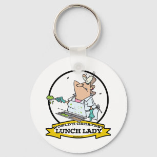 WORLDS GREATEST LUNCH LADY CARTOON KEYCHAIN