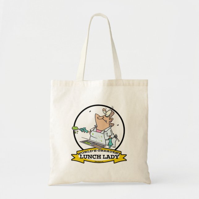 WORLDS GREATEST LUNCH LADY CARTOON TOTE BAG (Front)