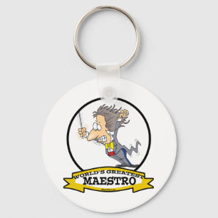 WORLDS GREATEST MAESTRO MEN CARTOON KEYCHAIN