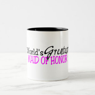 Worlds Greatest Maid Of Honour Pink Black Two-Tone Coffee Mug