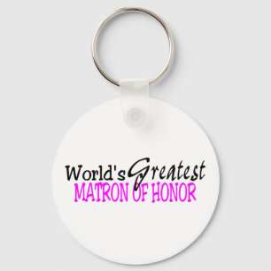 Worlds Greatest Matron Of Honour Pink Black Keychain