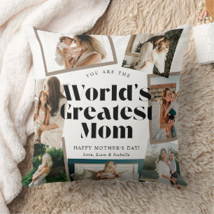 World's Greatest Mom 7 Photo Collage Throw Pillow