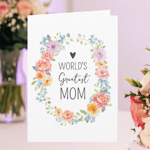 World's Greatest Mom Colourful Floral Mother's Day Card